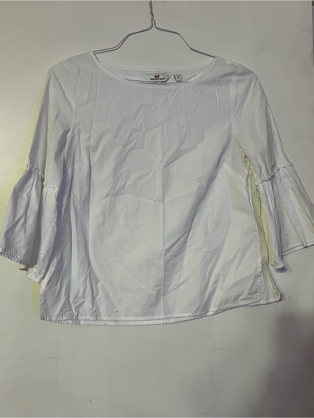 Vineyard Vines White Three-Quarter Bell Sleeve Blouse